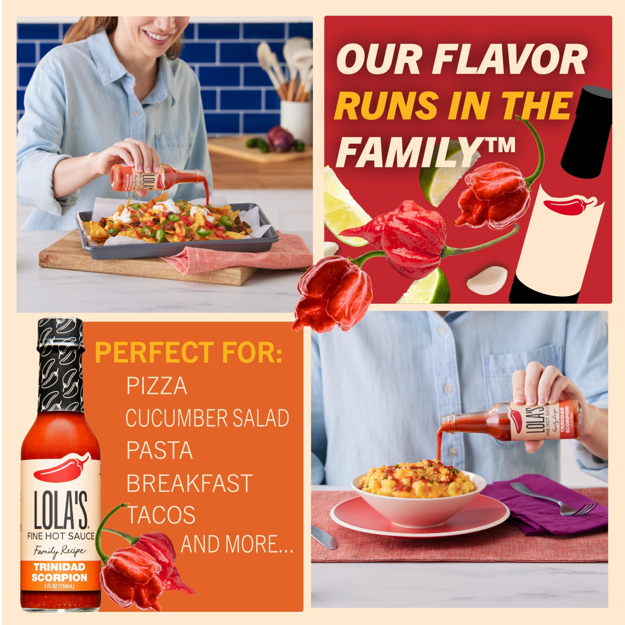 Lola's Fine Hot Sauce Trinidad Scorpion | All-Natural, Low Sodium, Gluten-Free, Keto | Made with Red Jalapeños, Trinidad Scorpion Peppers, Garlic