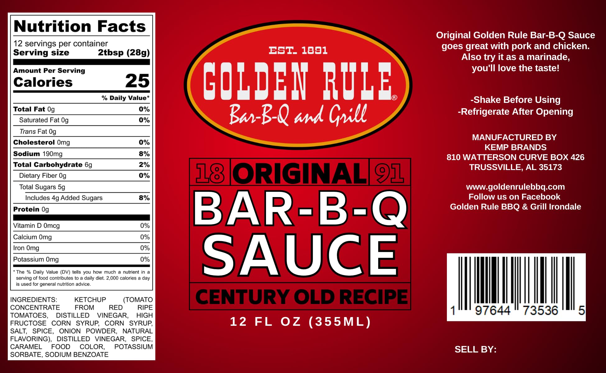 Golden Rule BBQ Sauce - Oldest BBQ Sauce in USA- Best Barbecue Sauce