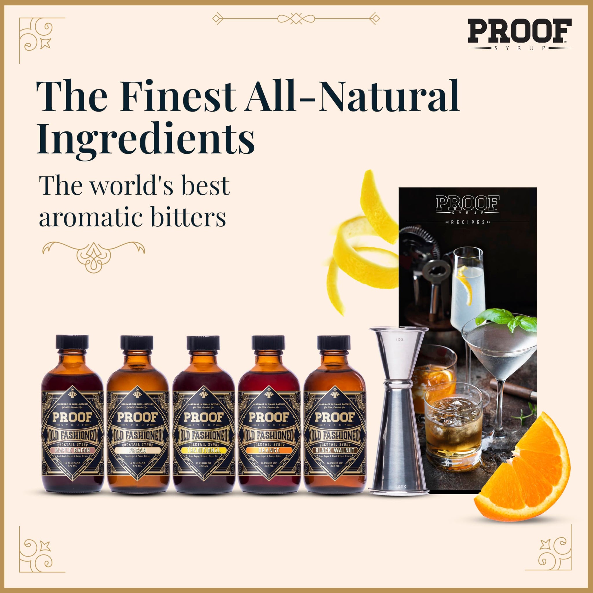 Proof Syrup - Old Fashioned Cocktail Mix - Made with Real Bitters & Cane Sugar - Variety Pack - Fast, Easy, Delicious, Handcrafted Cocktail Syrup - 5