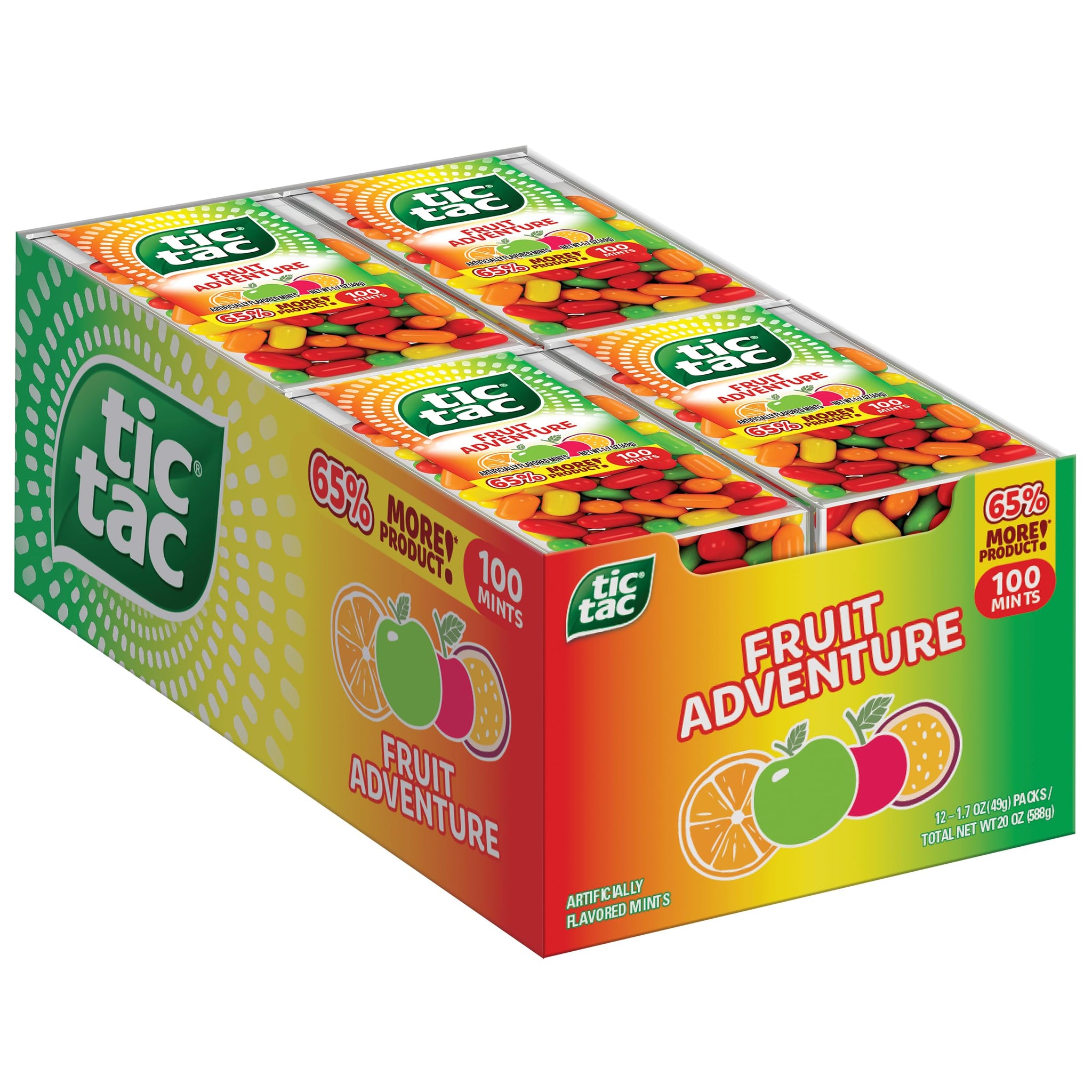 Tic Tac Fruit Adventure, On-the-Go Pocket-Sized Mints, 100 pieces, Bulk 12 Pack, 1.7 oz Each