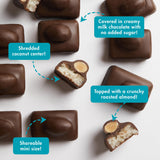 ChocZero Milk Chocolate Coconut & Almond Candy Bars, No Added Sugar, High Fiber, Gluten Free, Keto Friendly Mini Oasis Bars (16 Count Box)