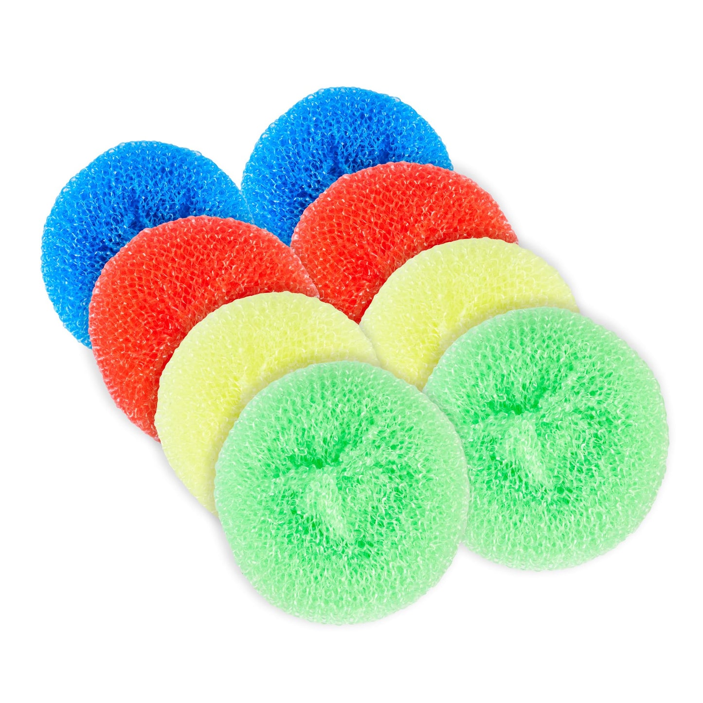 Restaurantware Plastic Dish Scrubbers 40 Pack 2.953 x 2.953 x 0.984 Inches Durable Non-Scratch Scrubbers Plastic Mesh Cleaning Pads Easy Grip Assorted