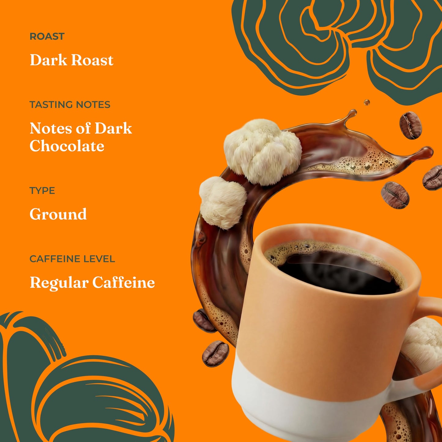 Four Sigmatic Organic Focus Mushroom Ground Coffee | Dark Roast, Organic Coffee with Lion's Mane & Chaga Mushroom for Mental Clarity & Energy Support