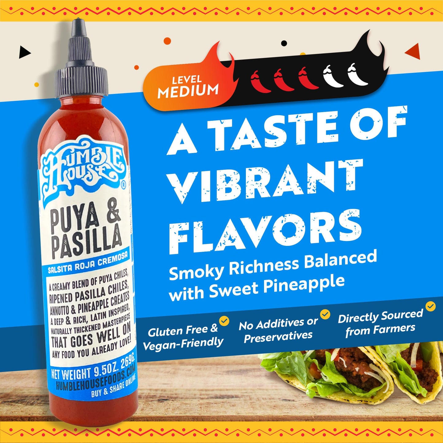 Humble House - Puya & Pasilla Chiles Hot Sauce, Low in Calories and Sodium, Vegan Condiments for Chicken Wings, Pambazos, Esquites, Egg Dishes & More