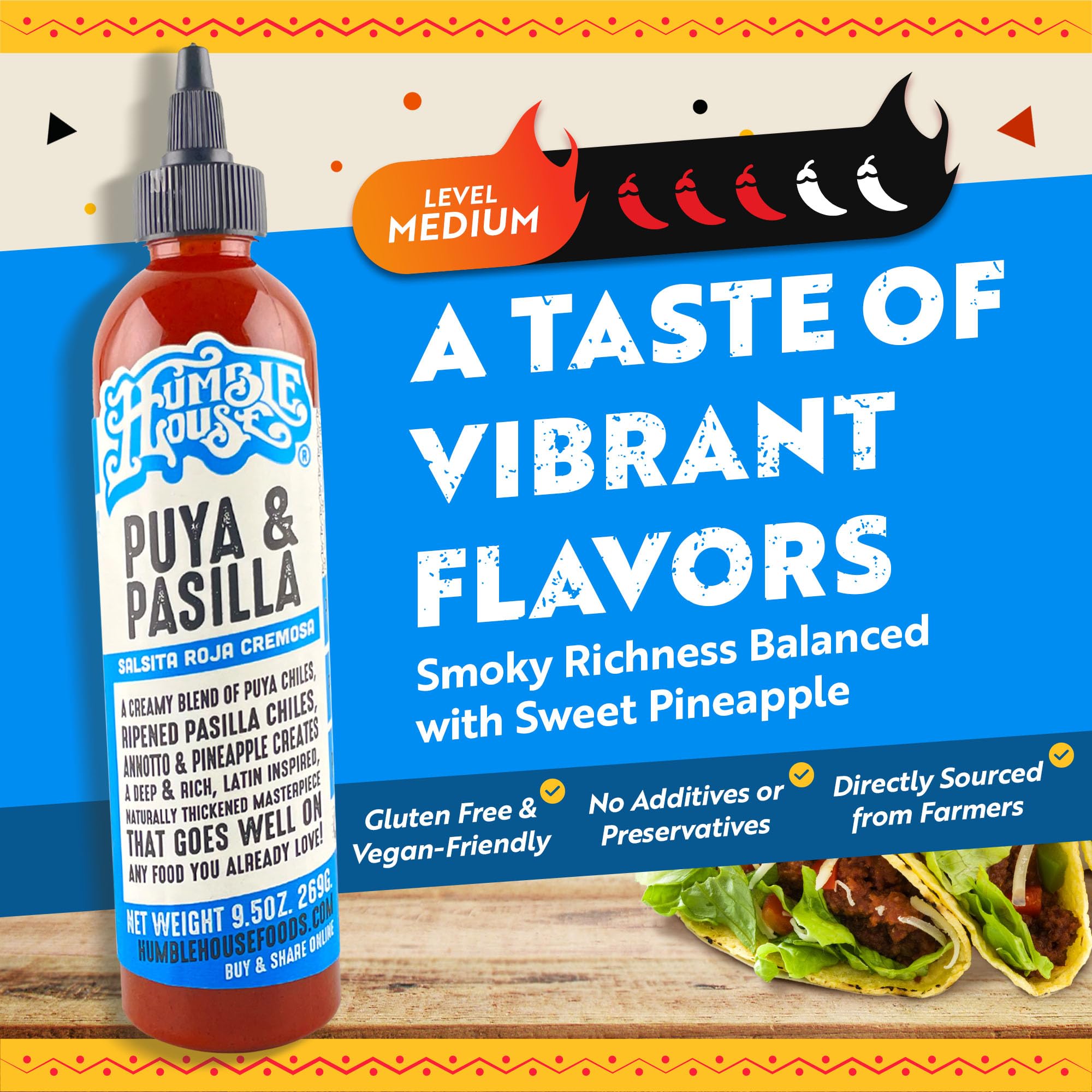 Humble House - Puya & Pasilla Chiles Hot Sauce, Low in Calories and Sodium, Vegan Condiments for Chicken Wings, Pambazos, Esquites, Egg Dishes & More