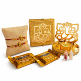 LoveNspire Raksha Bandhan Premium Gift Hamper for Brother & Bhabhi - Designer Rakhi Bracelet Set with Elegant Gift Box, Chocolates, & Roli Chawal