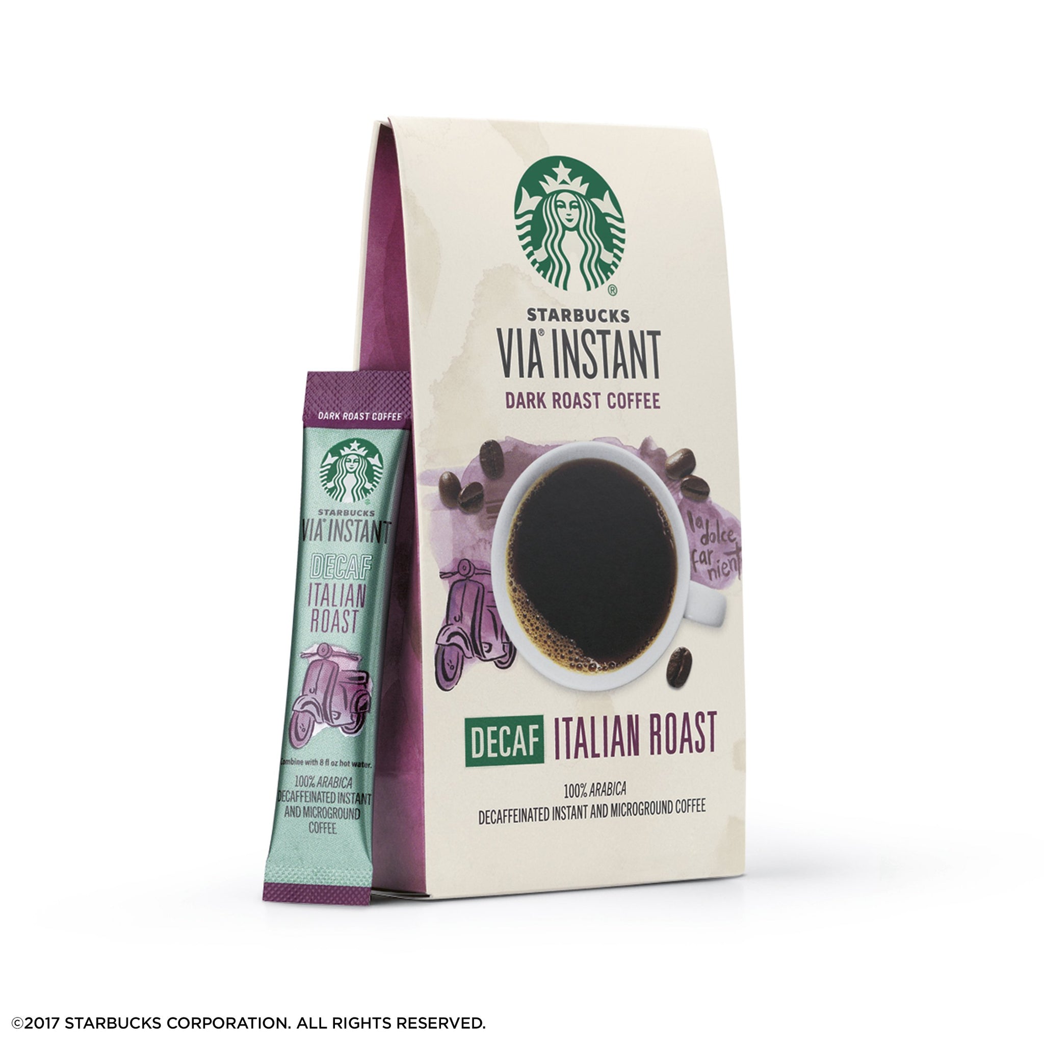 Starbucks VIA Instant Coffee, Decaf Italian Roast, 7 Count