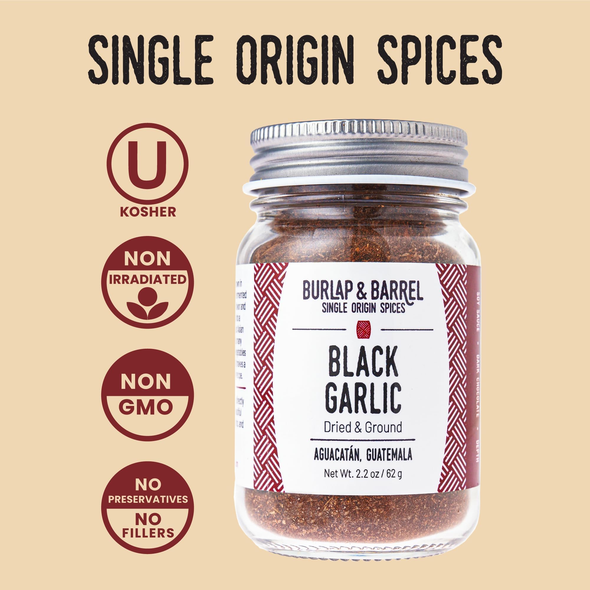Burlap & Barrel Black Garlic Powder - Rich, Savory Flavor - Perfect for Roasted Proteins & Vegetables - Black Garlic Seasoning - As Seen On Shark Tank