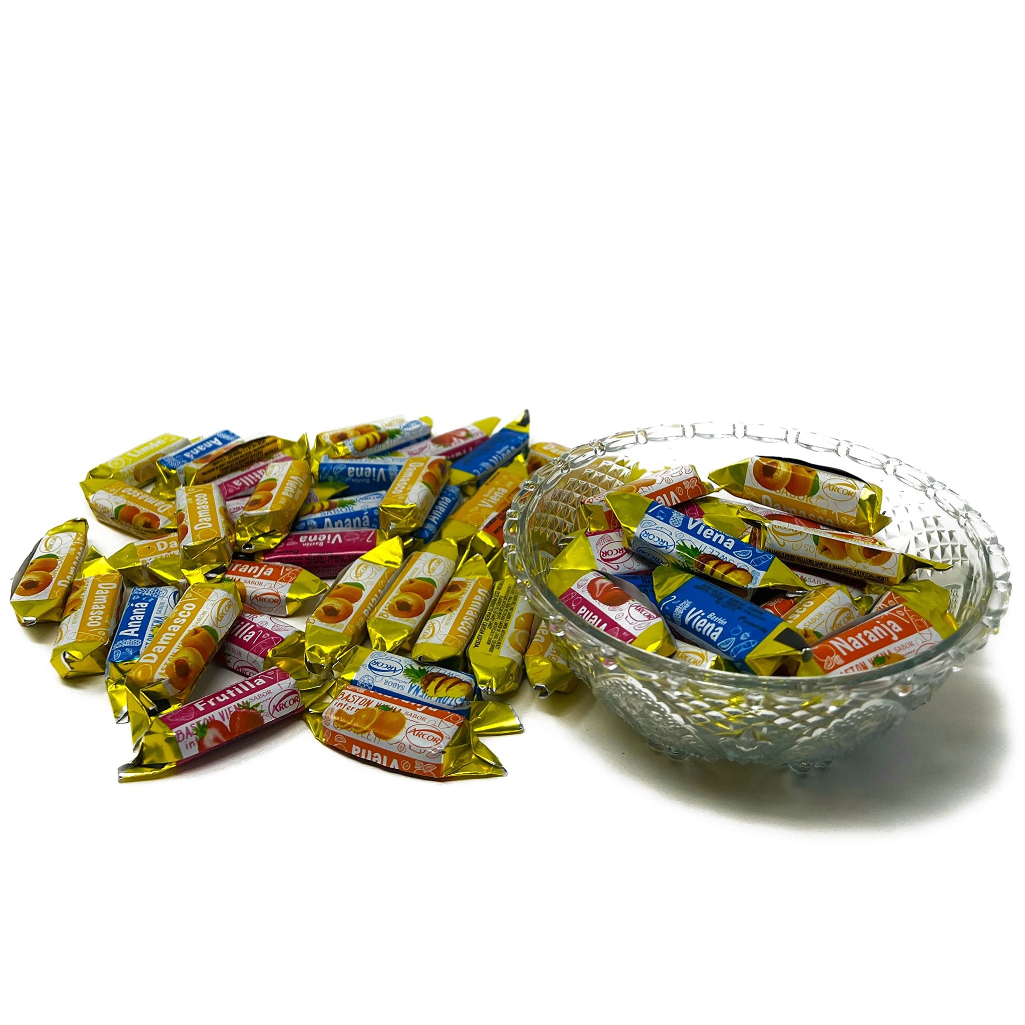 Fruity Hard Candy Filled With Real Fruit Pulp - 1 lbs - Peach, Strawberry, Pineapple, Orange and Lemon Flavored Bon Bons Filled with Real Fruit Pulp