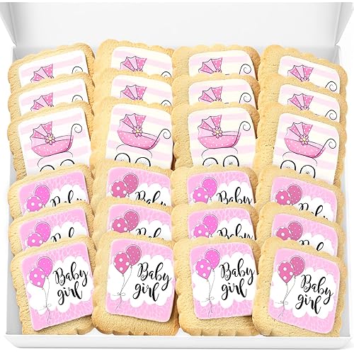 Baby Shower Cookies Baby Girl 24 PACK Favors Dessert Table Decorated Individually Wrapped Sugar Cookies Party Gift
