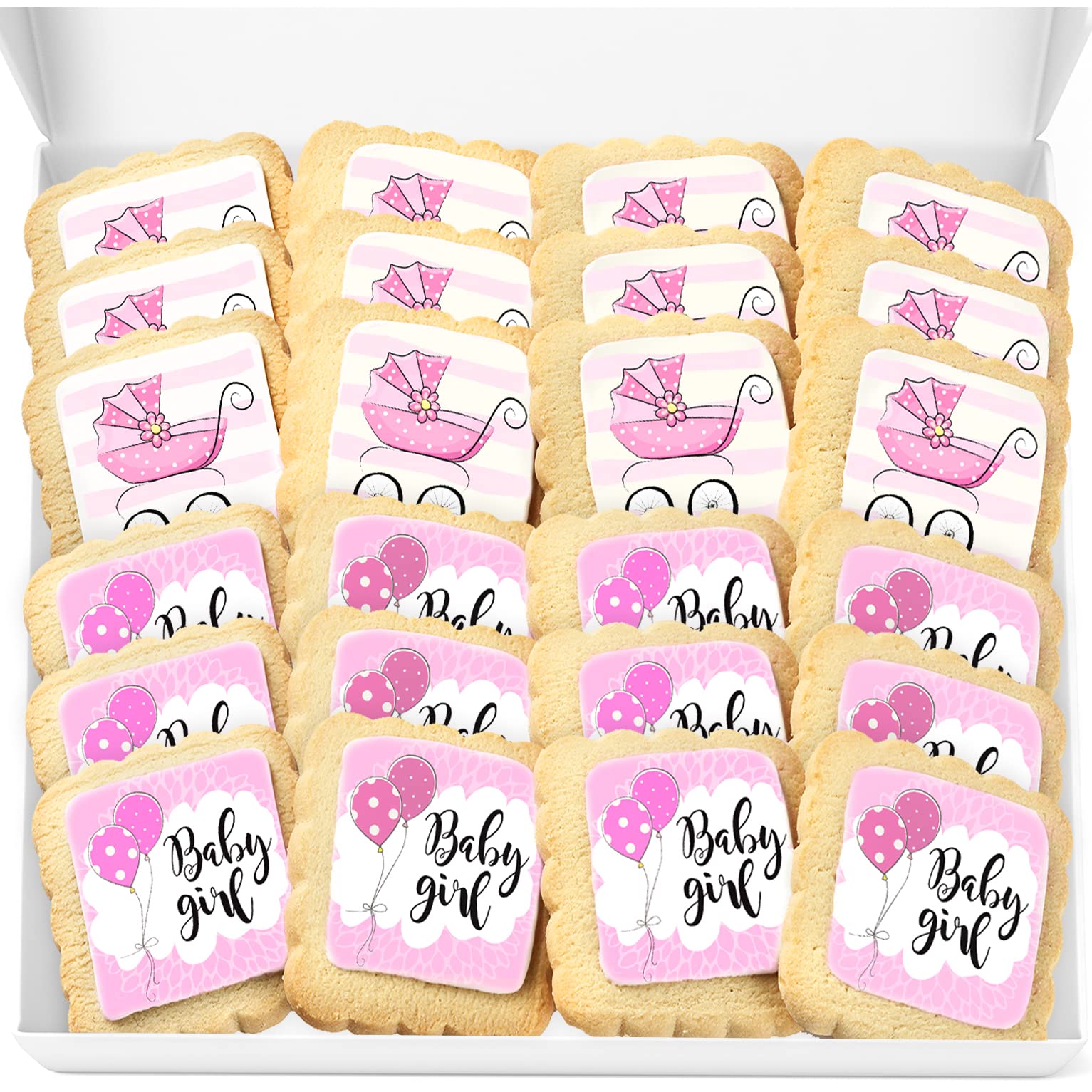 Baby Shower Cookies Baby Girl 24 PACK Favors Dessert Table Decorated Individually Wrapped Sugar Cookies Party Gift