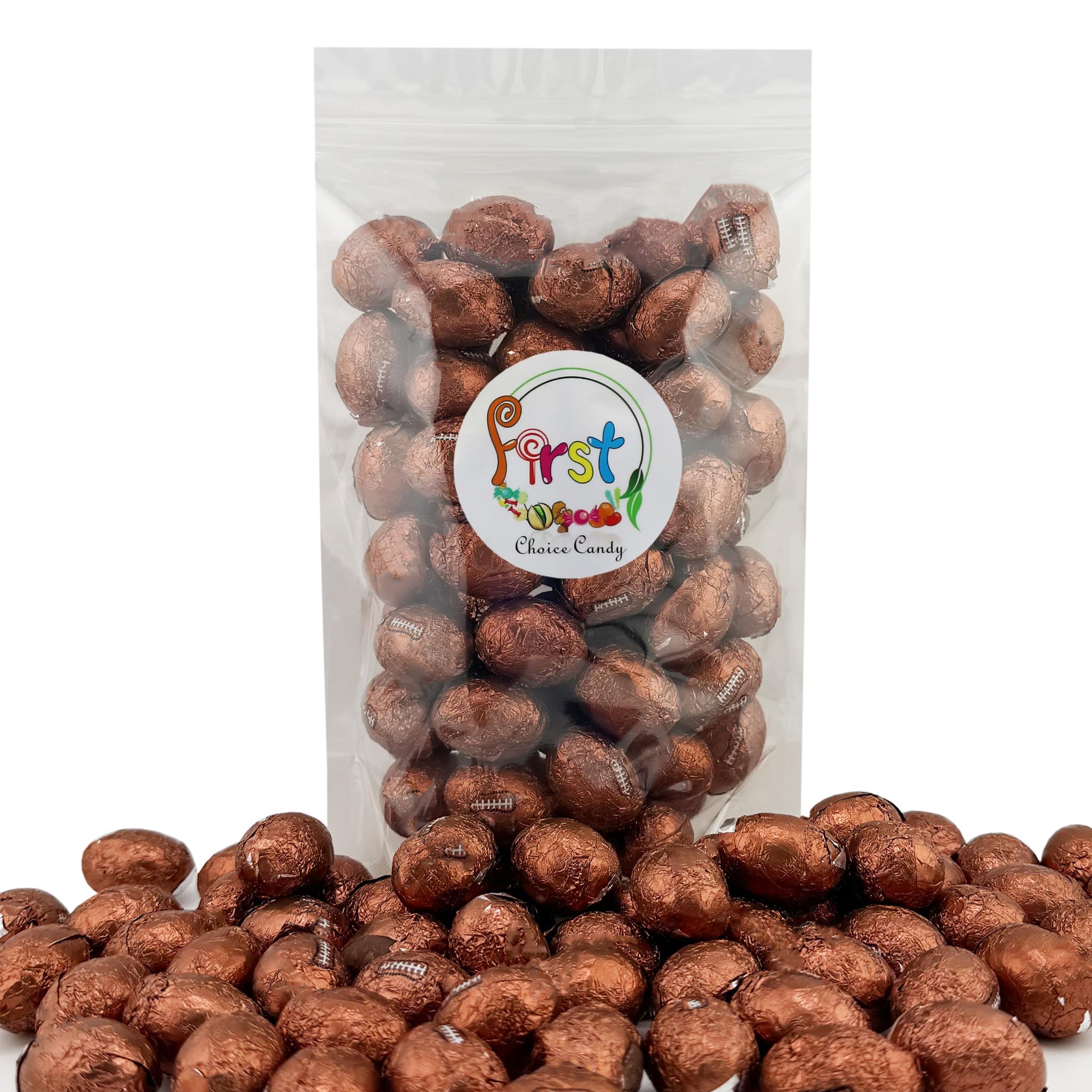FirstChoiceCandy Milk Chocolate Foil Wrapped Balls (Footballs, 2 Pound (Pack of 1))