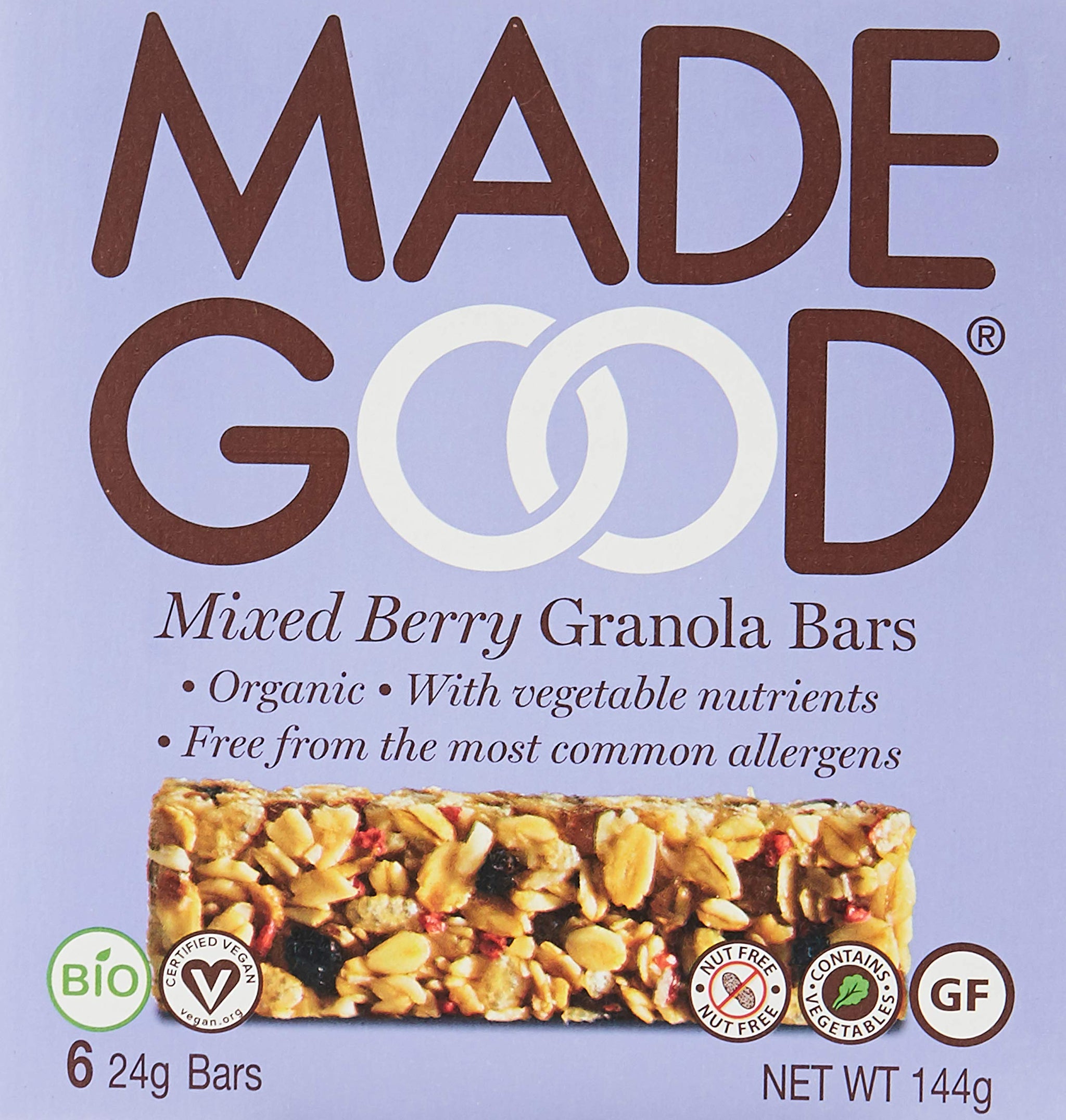 MadeGood Mixed Berry Granola Bars (1 count- 0.85 Oz) Gluten Free and Organic Healthy Snacks