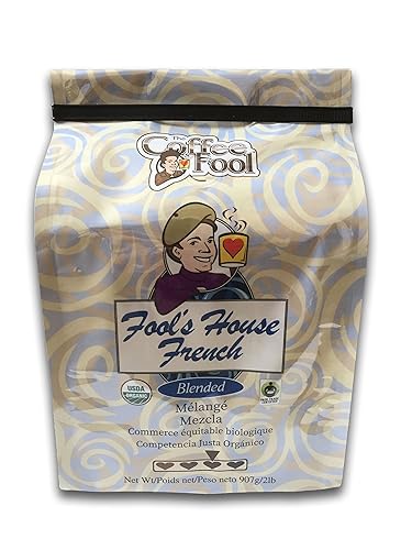 Coffee Fool’s Organic Fair Trade House French, 2 Pound (Drip Grind)