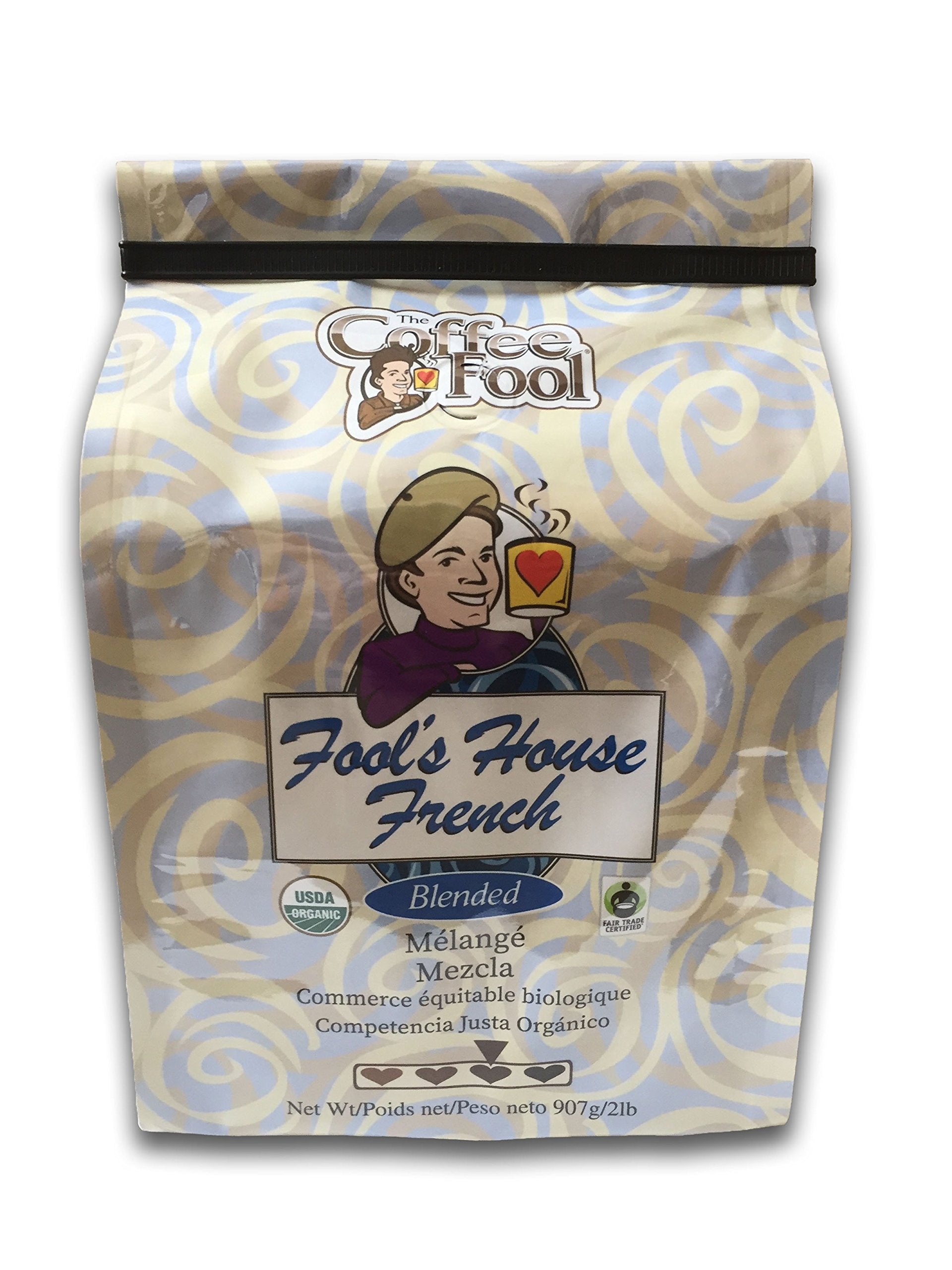 Coffee Fool’s Organic Fair Trade House French, 2 Pound (Coarse Grind)