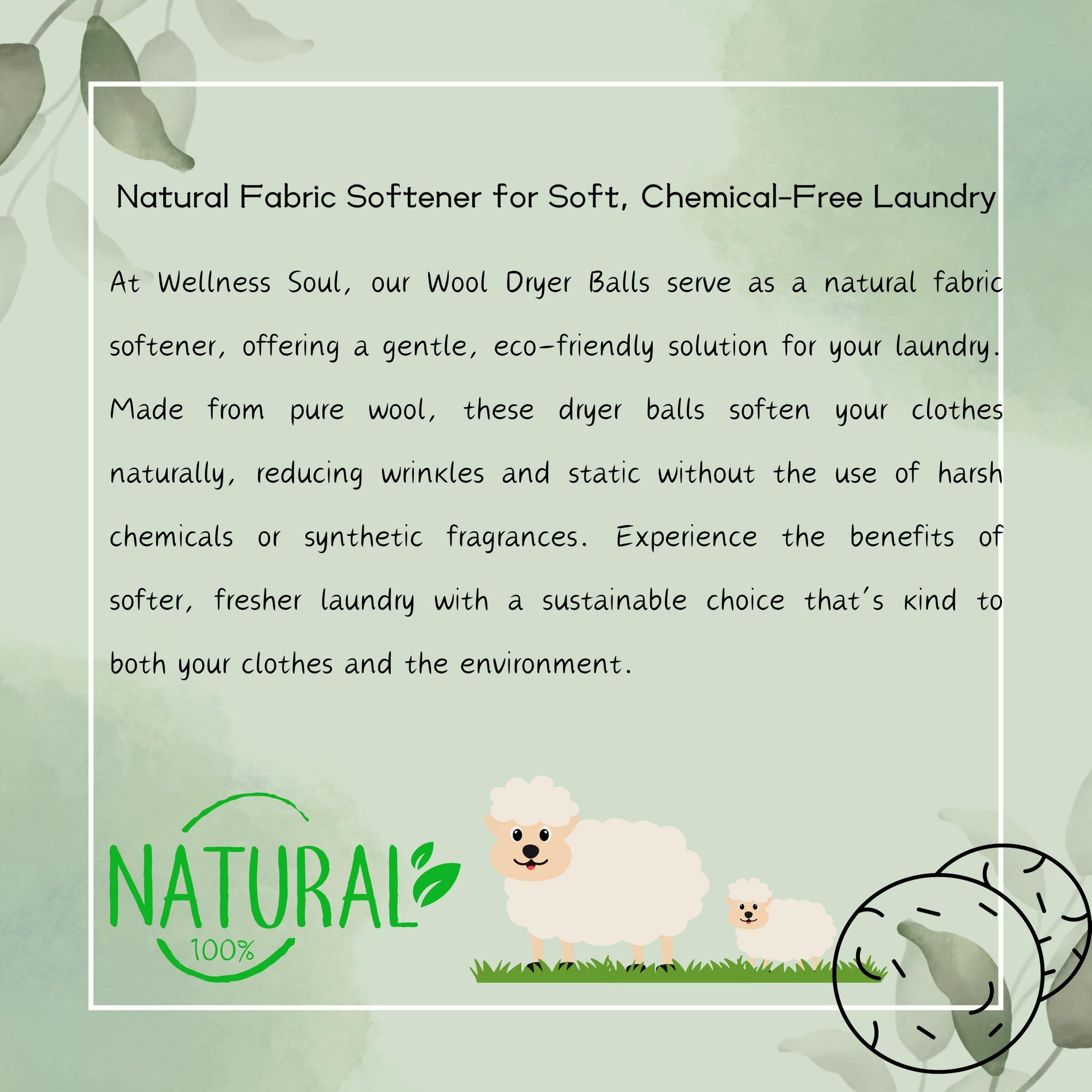 Wool Dryer Balls (Pack of 3) - Natural Fabric Softener, Reusable, Reduces Wrinkles, Saves Drying Time - Superior to Plastic Balls and Liquid
