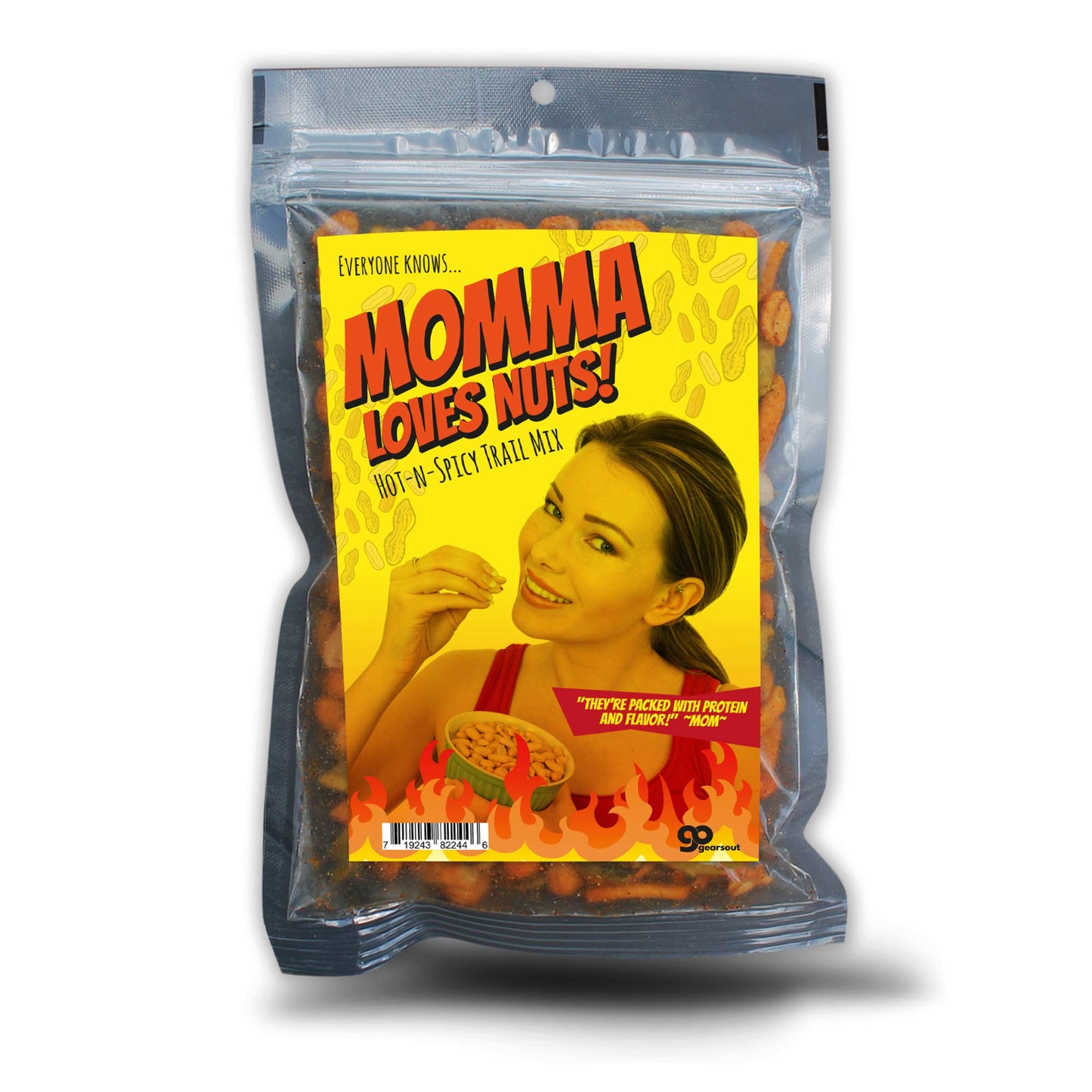 Gears Out Momma Loves Nuts Spicy Trail Mix - Funny Snacks for Women - Spicy Blend, Made in The USA