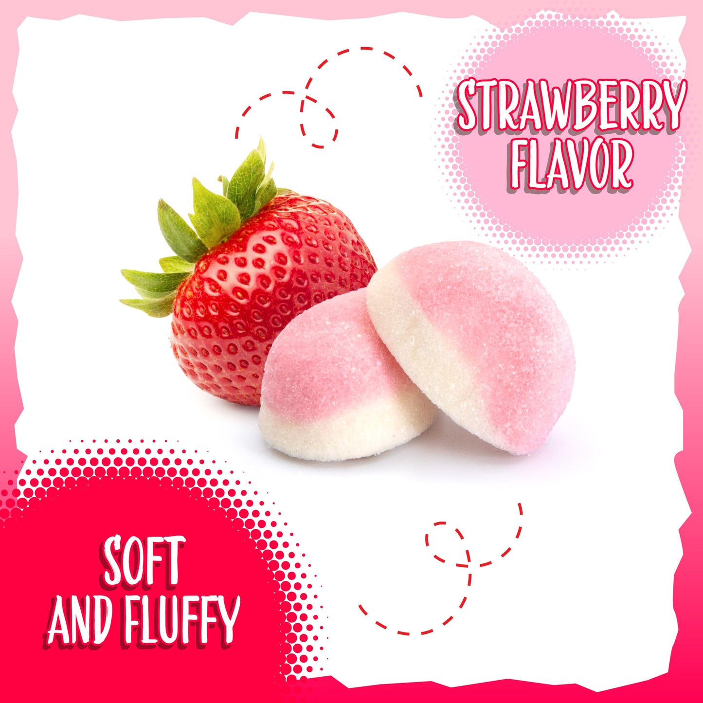 Strawberry Gummy Candy | 2-Pound Bag | Pink Candy for Baby Shower Favors | Gender Reveal Party Favors | Puffy Strawberry Gummies for Candy Buffets