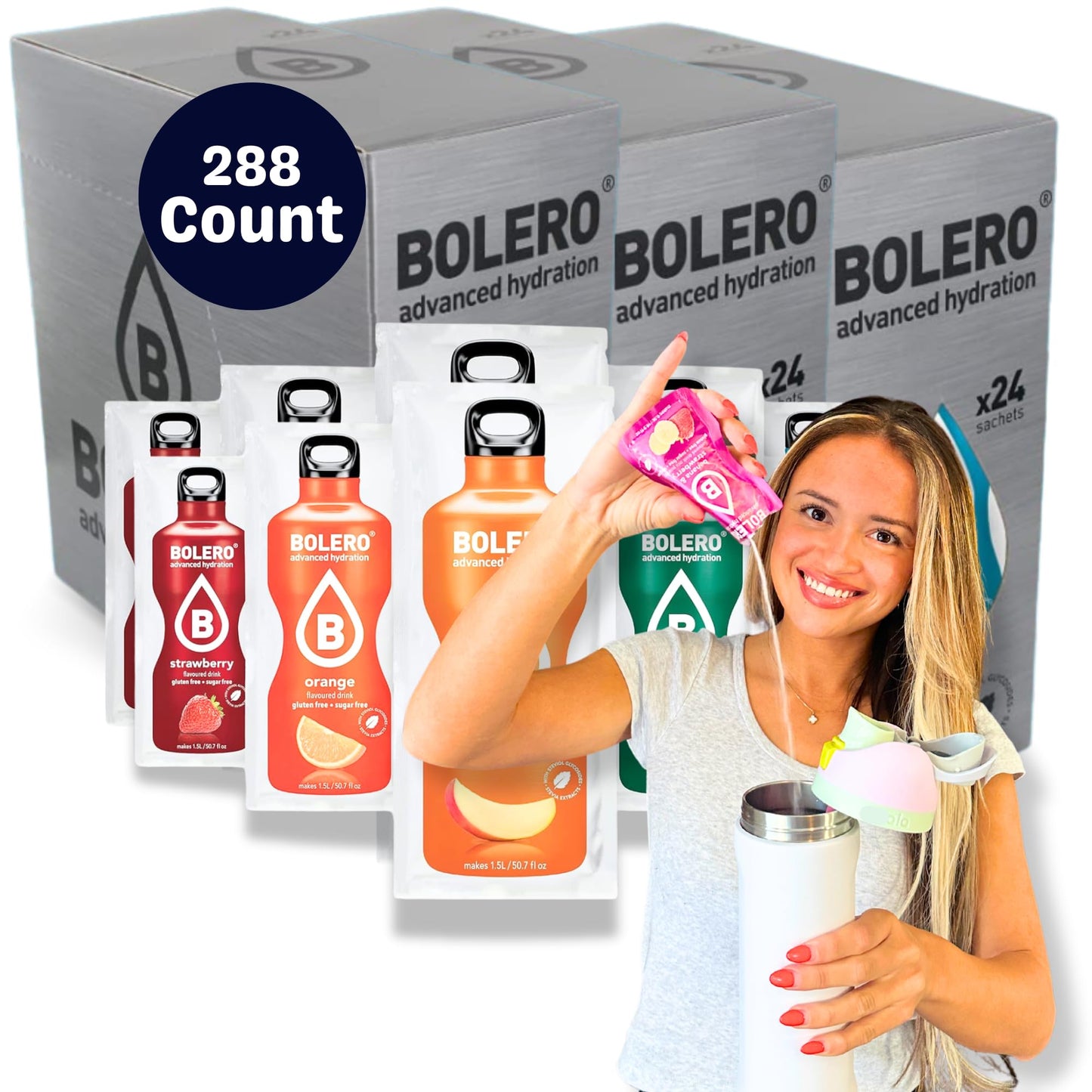 Bolero- Sugar Free Water Flavor Drink Mix Packets Variety Fruit Flavors (288 Count) Powdered Flavoring | Singles For The Go Packets