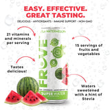 FrUve Super Water | Fiji Watermelon Flavor | 12 16oz Cans | Healthy Drink | Zero Sugar | Low Calorie Drink | Powerful Antioxidants | Boosts Immune