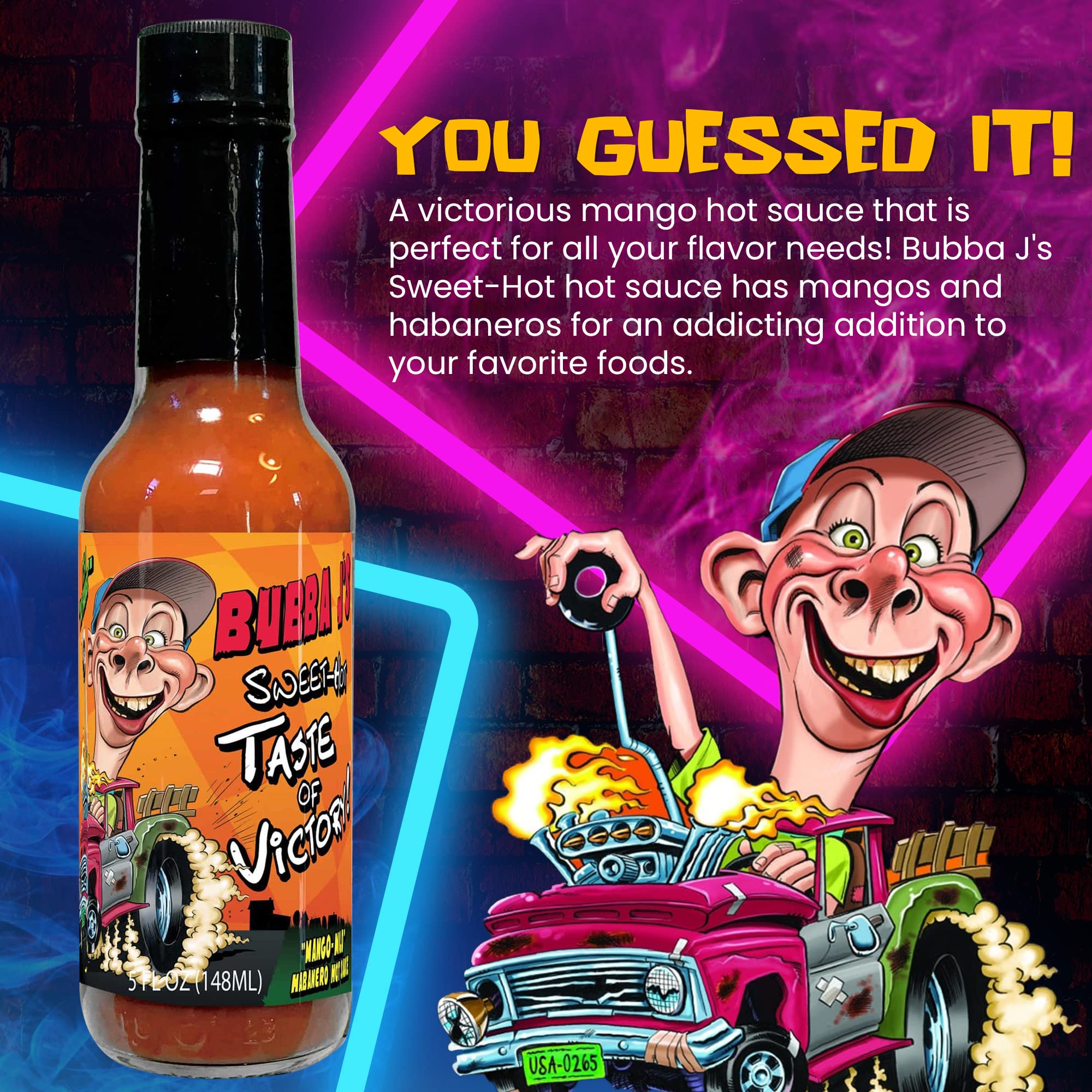 Jeff Dunham - Bubba J's Mango Habanero Hot Sauce | Perfect Blend of Sweet and Heat for Bold and Adventurous Tastes (Mild, 5 fl oz)