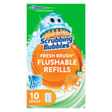 Scrubbing Bubbles Flushable Toilet Bowl Wand Cleaner Refills, Fresh Brush Cleaner Toilet Refill Pads, Removes Limescale & Odors, Citrus Scent, 10