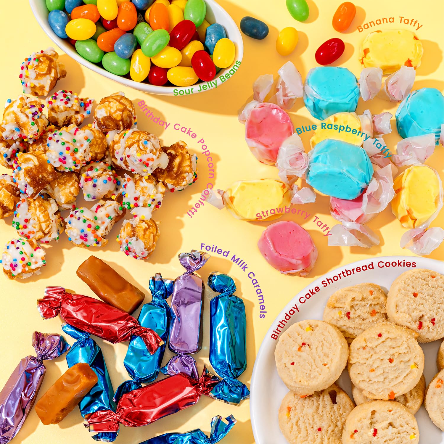 Birthday Gift Basket | Popcorn, Sweets, Candy, Cake Flavors | Tin Spins, Plays Music Happy Birthday | Bonnie and Pop