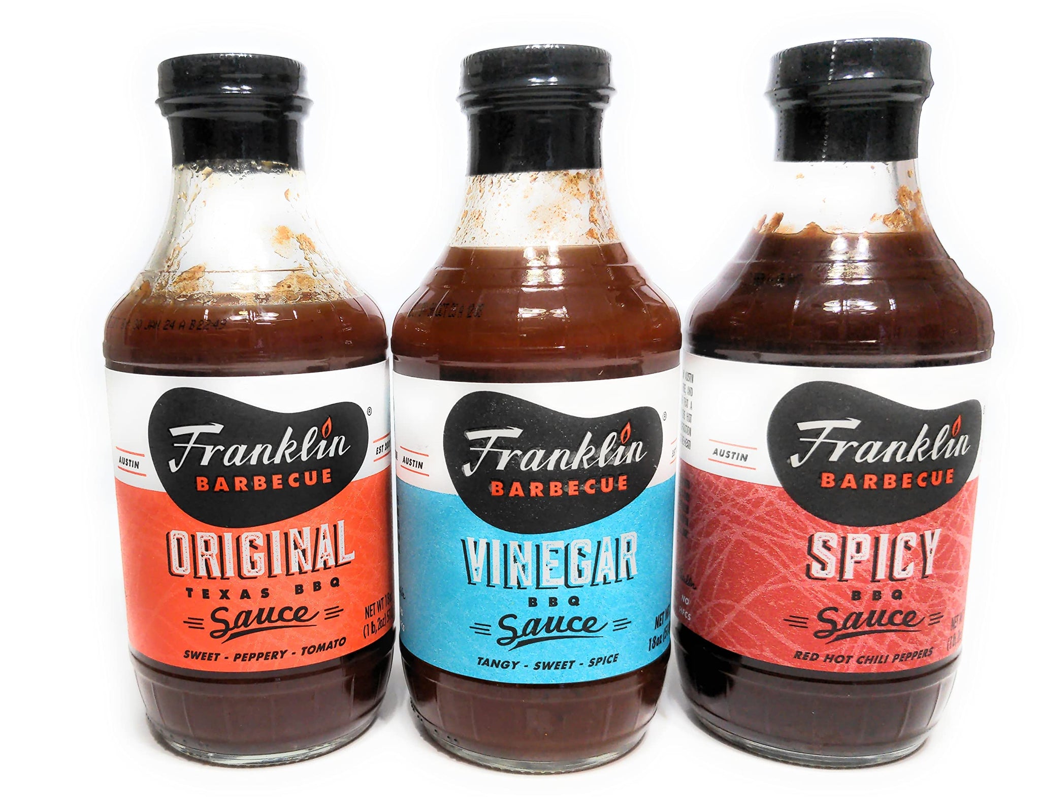Franklin Barbecue Sauce 12.5oz Bottle (Pack of 3) (Sampler Pack 1 of Each Flavor)