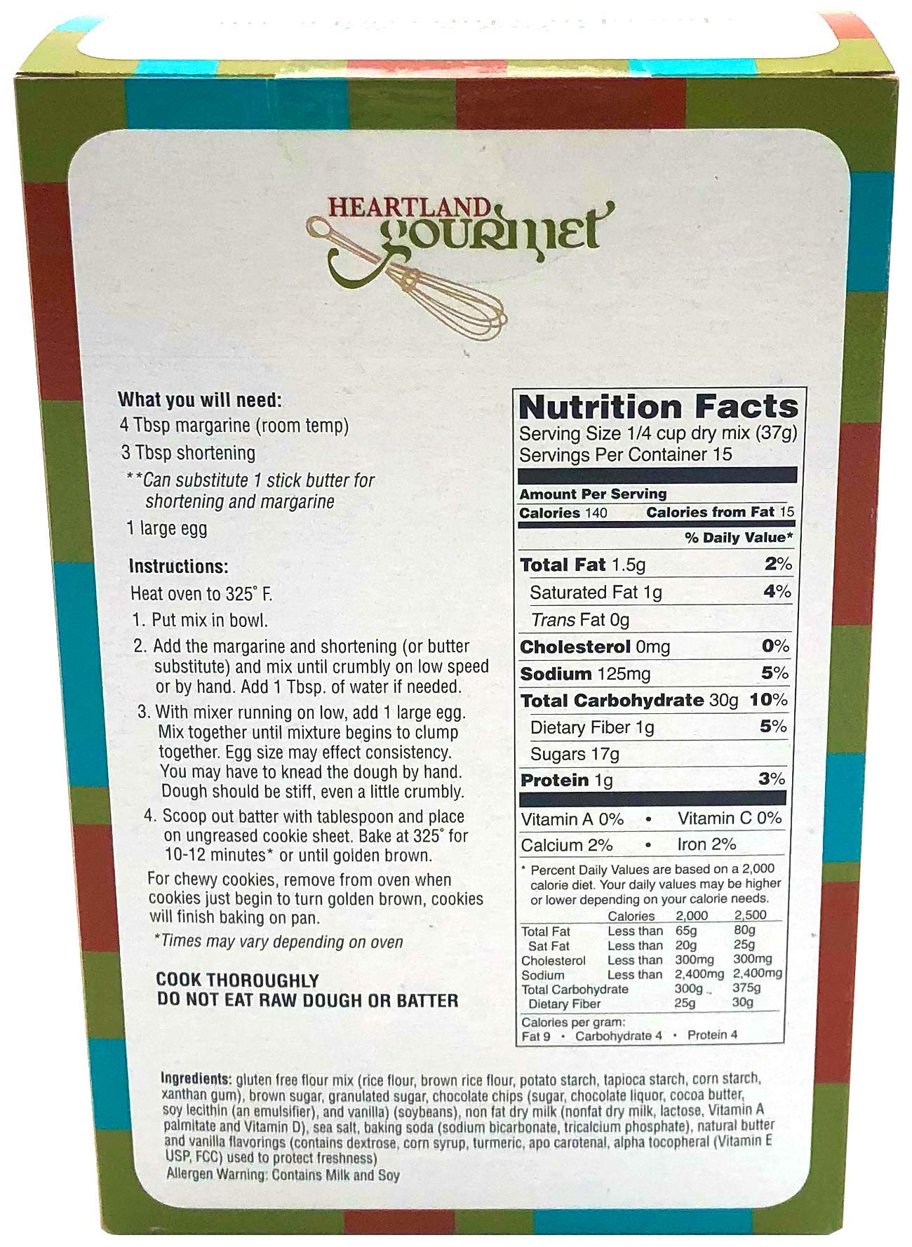 Heartland Gourmet - Gluten Free Chocolate Chip Cookie Mix - Soft and Chewy - Certified Gluten Free - All Purpose - Safe for Celiac Diet
