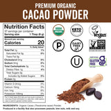 Organic Cacao Powder, Unsweetened, 8 oz (227 g) - Rich Dark Chocolate Flavor, Perfect for Baking, Smoothies & Hot Chocolate - Vegan, Keto, Paleo, Non-GMO & Gluten-Free Cocoa Powder