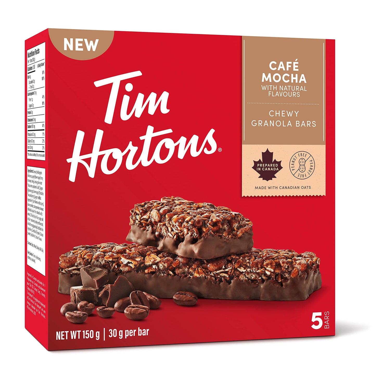 Tim Hortons Café Mocha Granola Bars, 150g/5.25 oz., (Imported from Canada)