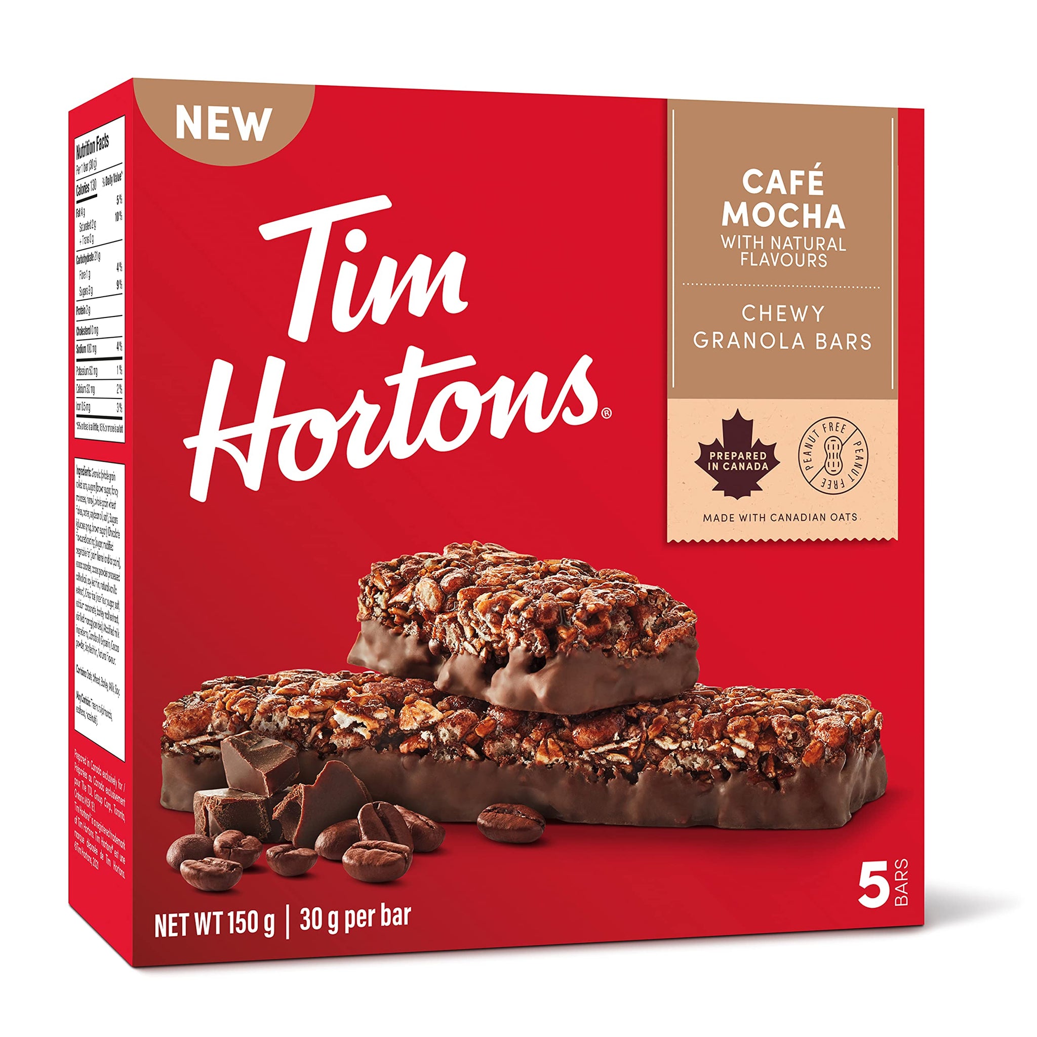 Tim Hortons Café Mocha Granola Bars, 150g/5.25 oz., (Imported from Canada)