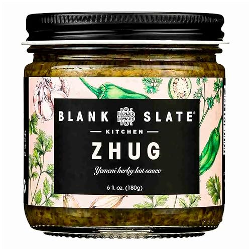 Blank Slate Kitchen Zhug (6 oz) | Spicy Middle Eastern Herby Green Hot Sauce (Yemeni Skhug) | Vegan & Gluten-free | Blend of Jalapenos, Cilantro