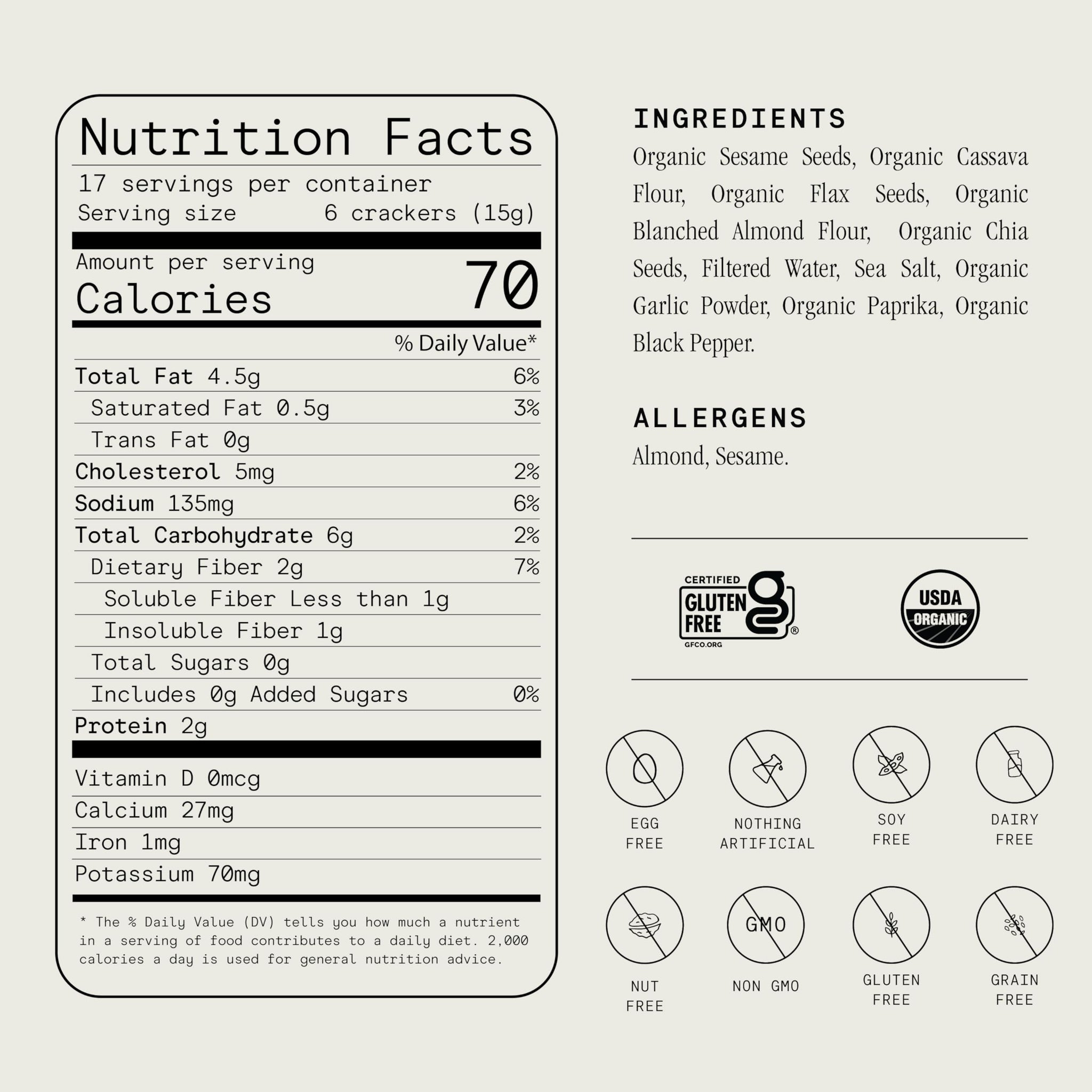 Julian Bakery Paleo Thin Crackers | Salt & Pepper | USDA Organic | Gluten-Free | Grain-Free | GMO Free | Low Carb | 8.4 Ounce (Pack of 2)