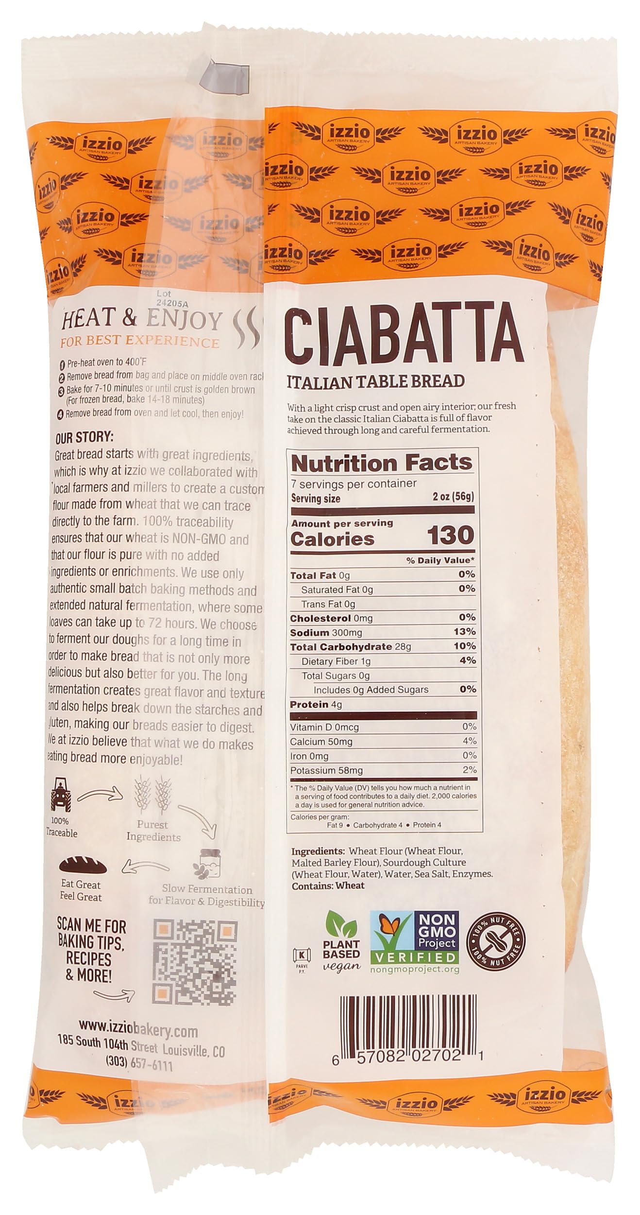 IZZIO ARTISAN BAKERY Take & Bake Ciabatta, 14 Ounce (Frozen)