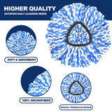 Spin Mop Replacement Head Compatible with RinseClean 2-Tank System, 3 Pack Machine Washable Mop Refills, Removes Dust, Hair & Kitchen Dirt