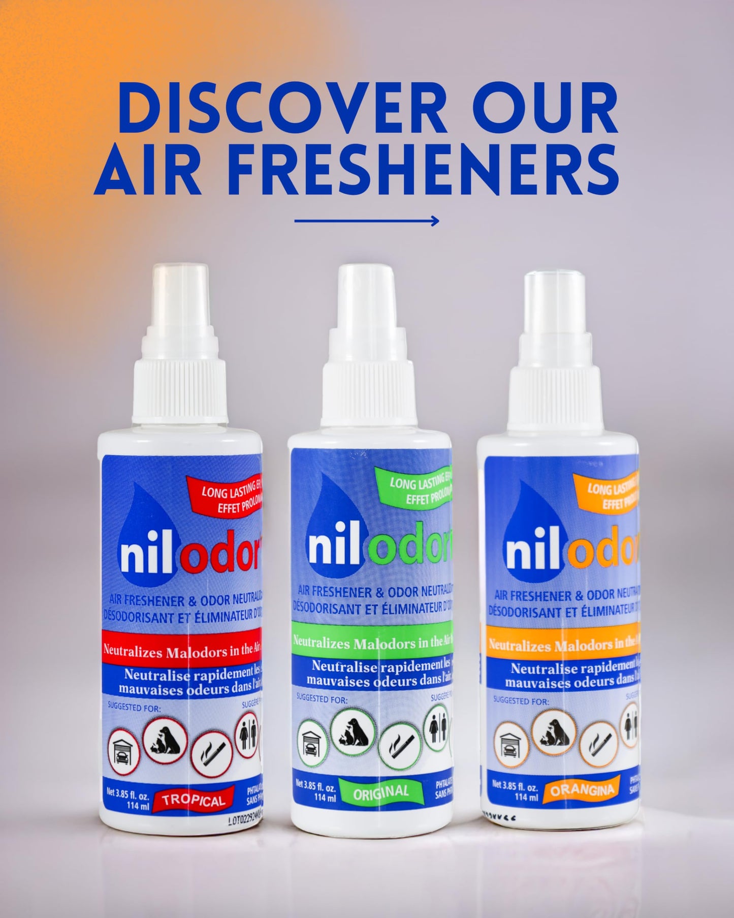 Nilodor - Air Freshener and Odor Neutralizer - Eliminates Odors from Pets, Smoke, Garbage, Kitchen and Sportwear (Original, Spray)