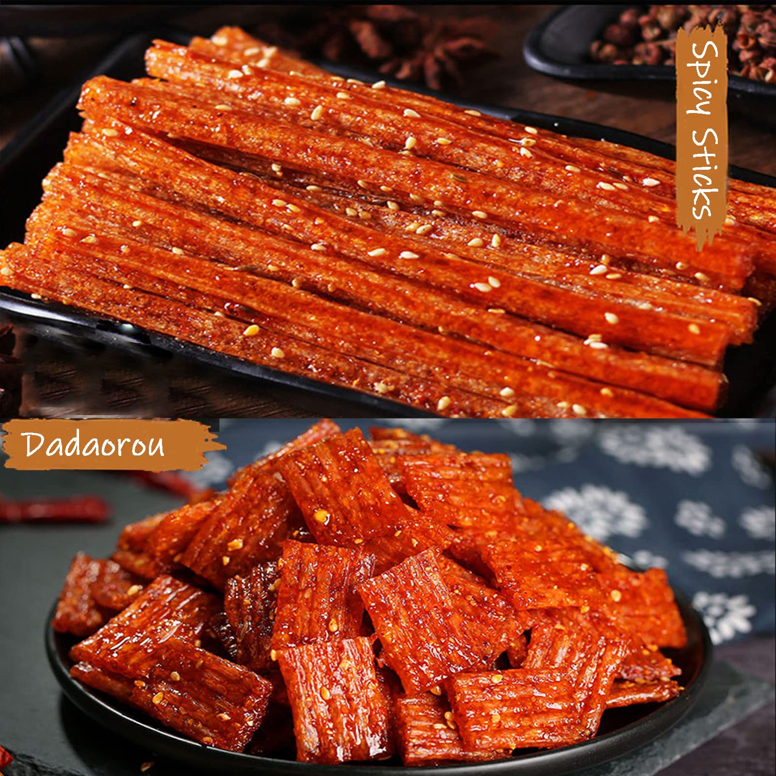 Spicy Strip Small Gluten Spicy Strips Latiao Snack Food - Chinese Special Classic Handmade Spicy Gluten Latiao Delicious Snacking, Best Vegan Fragrant