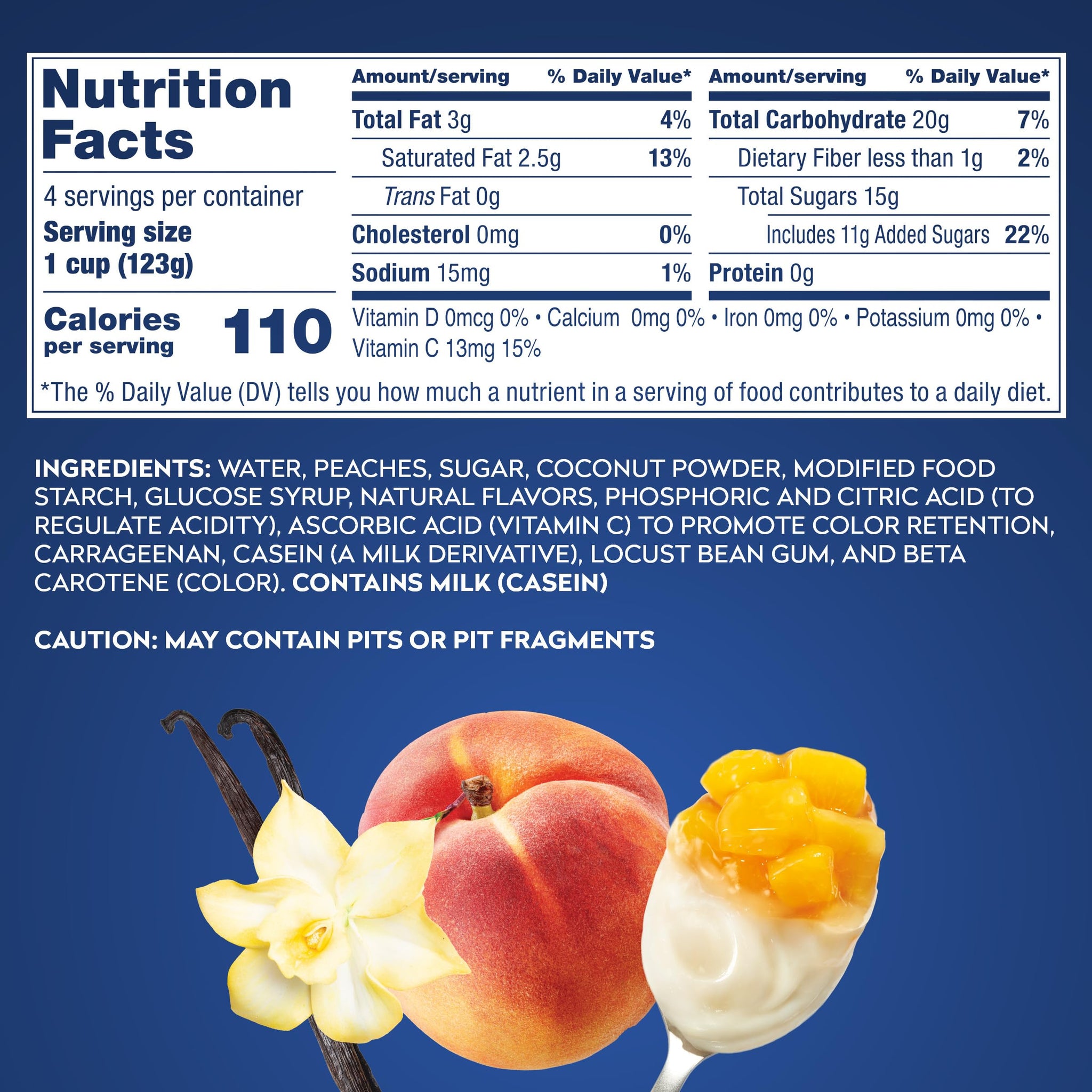 Dole Fruit Bowls Peaches & Crème Layers Snacks, 4.3oz 4 Total Cups