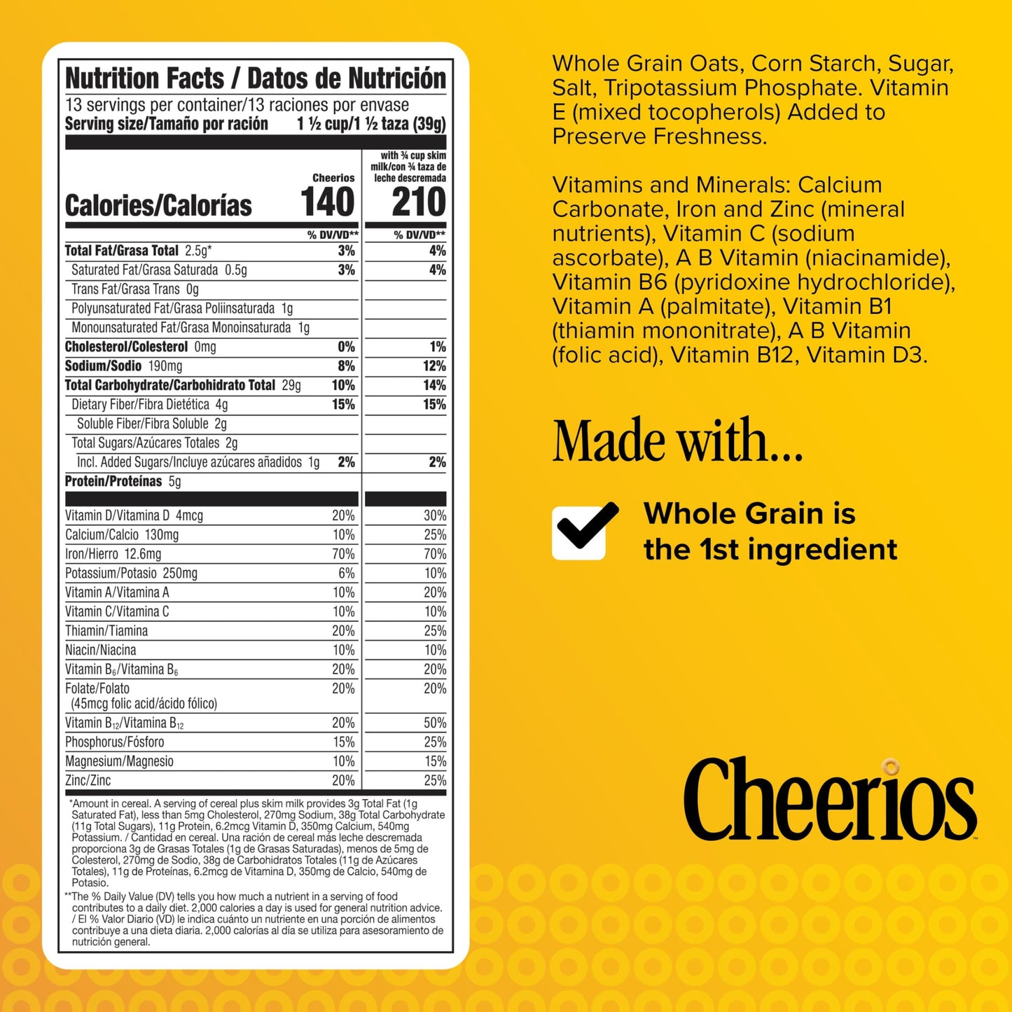 Cheerios, Heart Healthy Gluten Free Breakfast Cereal, Family Size, 18 oz
