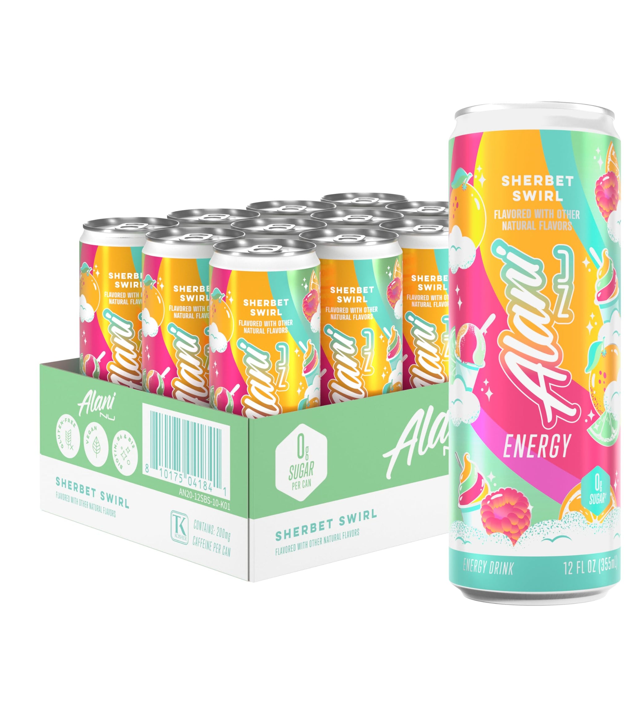 Alani Nu Sherbet Swirl Sugar Free Energy Drink (Pack of 12)