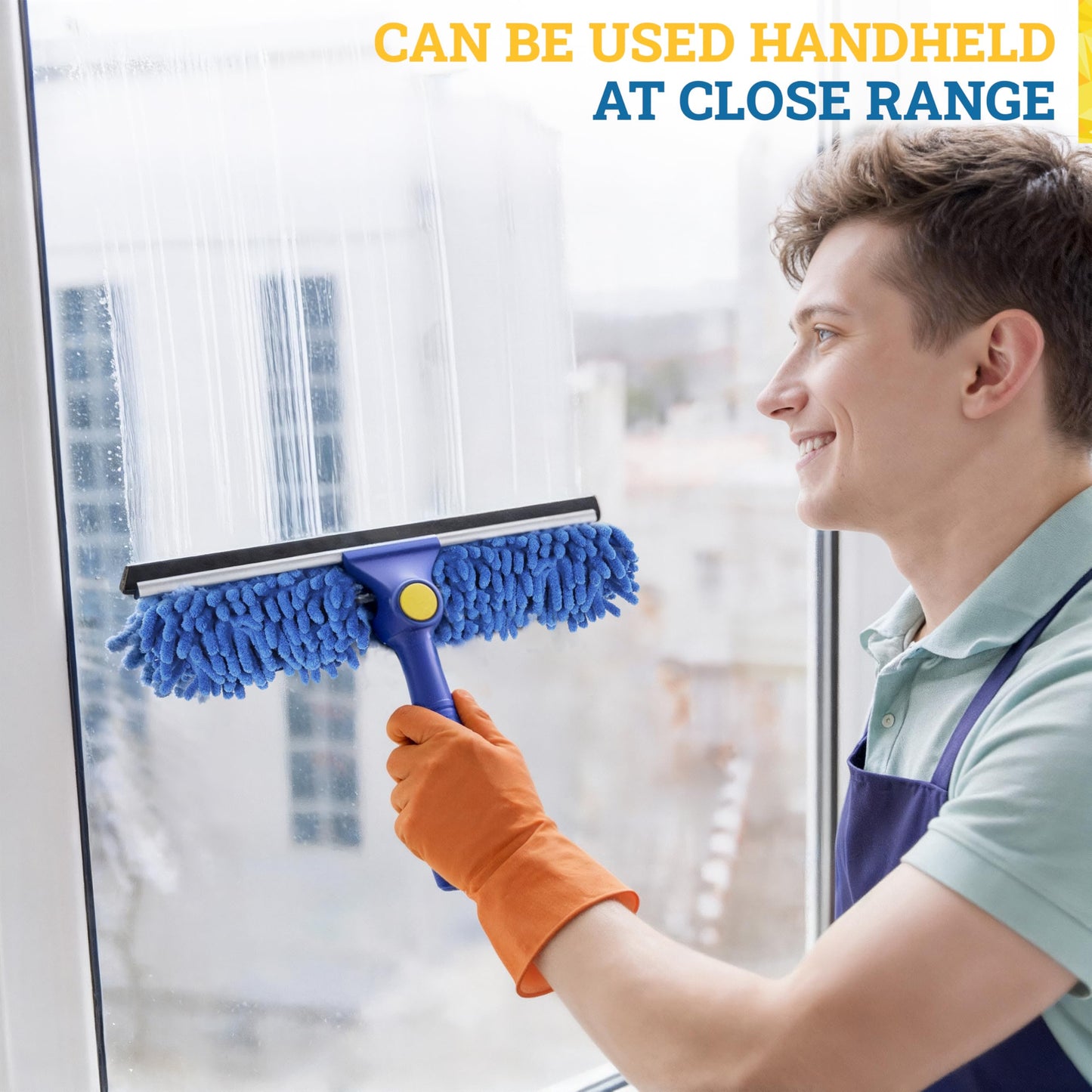 Kleen Handler 2-in-1 Window Squeegee Cleaning Combo, Glass Cleaner Tool for Commercial and Residential Use, 2 Reusable 12” Sleeves and 14” Blade