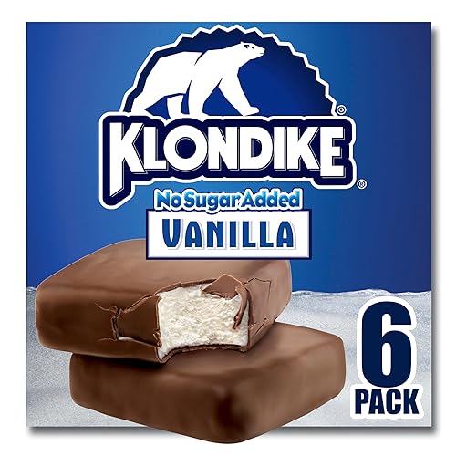 Klondike Frozen Dairy Dessert Bars, Original No Sugar Added Dessert Bar 6 Count for a Delicious Frozen Treat, Kosher Certified, Made With No