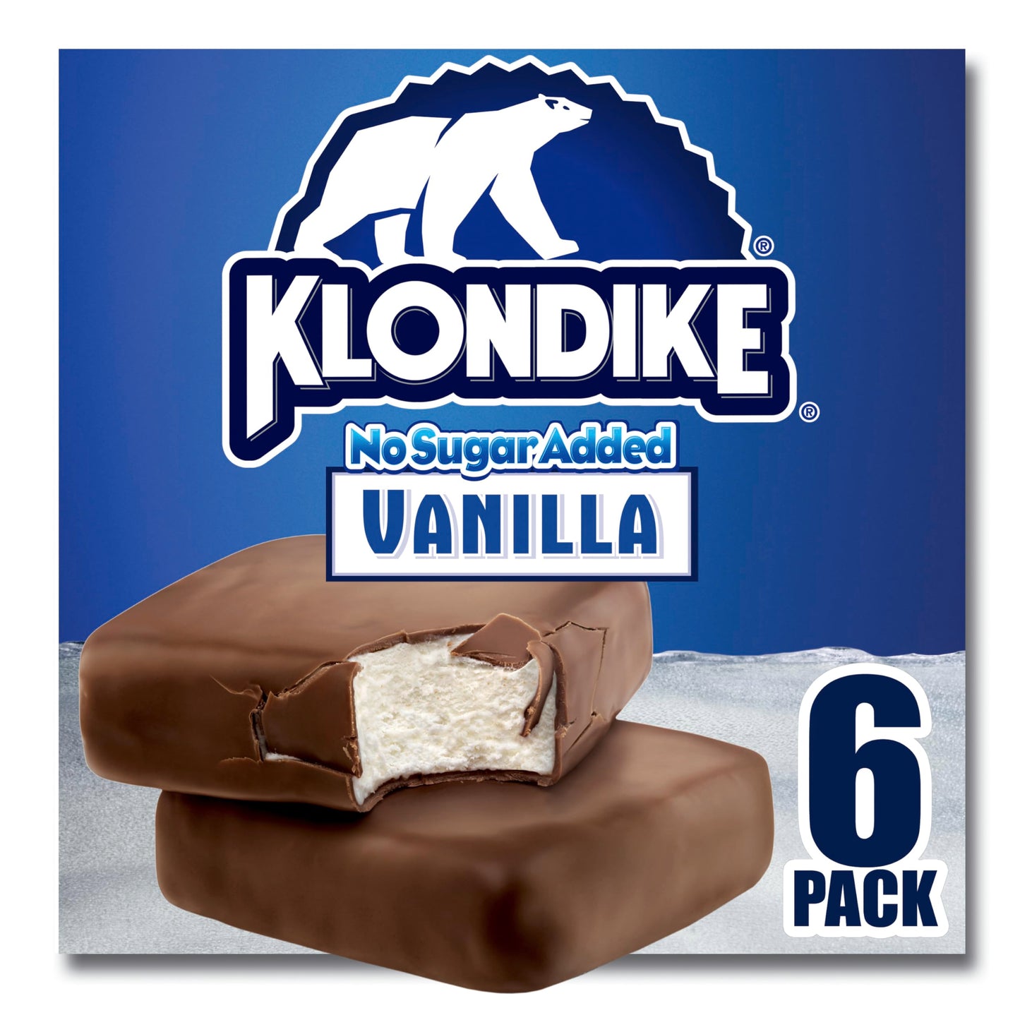 Klondike Frozen Dairy Dessert Bars, Original No Sugar Added Dessert Bar 6 Count for a Delicious Frozen Treat, Kosher Certified, Made With No