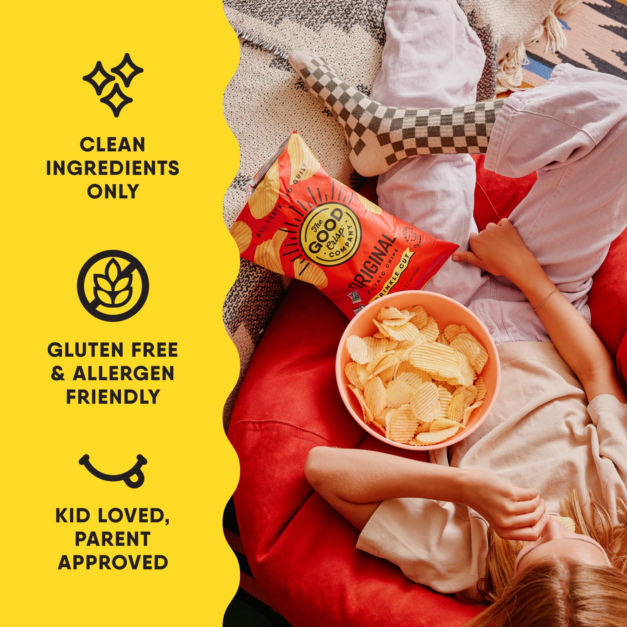 The Good Crisp Company Crinkle Cut Potato Chips, Variety Pack, 5.5 Oz (Pack of 6)