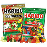 Christmas Haribo Gummy Bears and Sweet and Sour Reindeer, Holiday Chewy Fruit Candies, Festive Stocking Stuffer Gifts, 4 Ounces (Pack of 2)