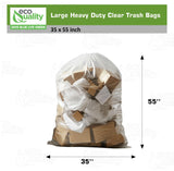 (10 Pack) 35x55 inch Large Heavy Duty Clear Trash Bags - Yard Trash Bags, Leaves, Lawn and Leaf Bags, Recycling Garbage Bags, Construction, Industrial