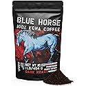 Blue Horse 100% Kona Coffee, Dark Roast Ground Arabica, 16 oz (1 lb) Bag. Farm Fresh Hawaiian Coffee, Smooth & Bold Flavor, Hand-Picked & Sun-Dried