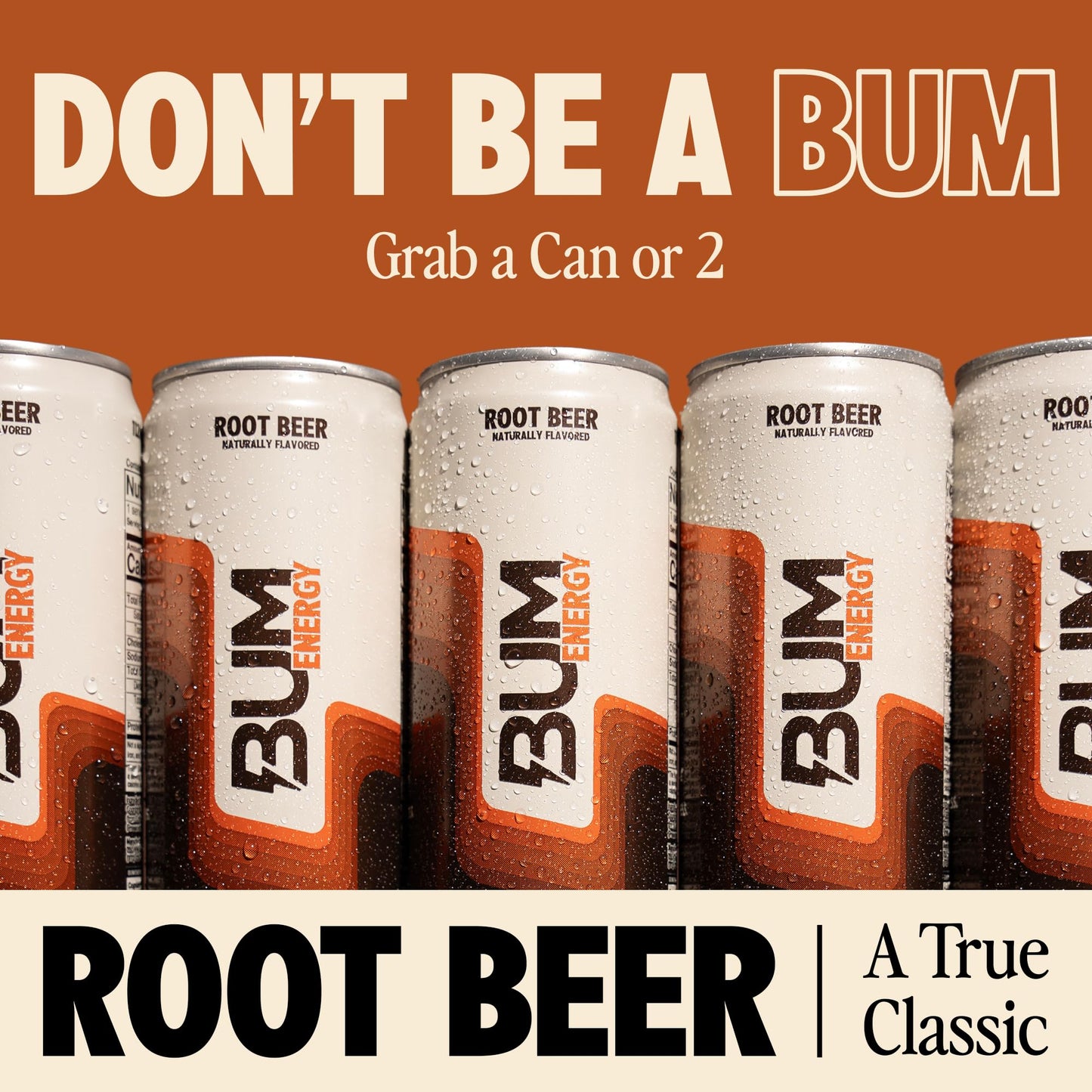 BUM Sugar-Free Energy Drink, Root Beer - Lightly Carbonated & No Artificial Colors, Natural Caffeine & Citicoline for Energy & Focus, Brain Boost