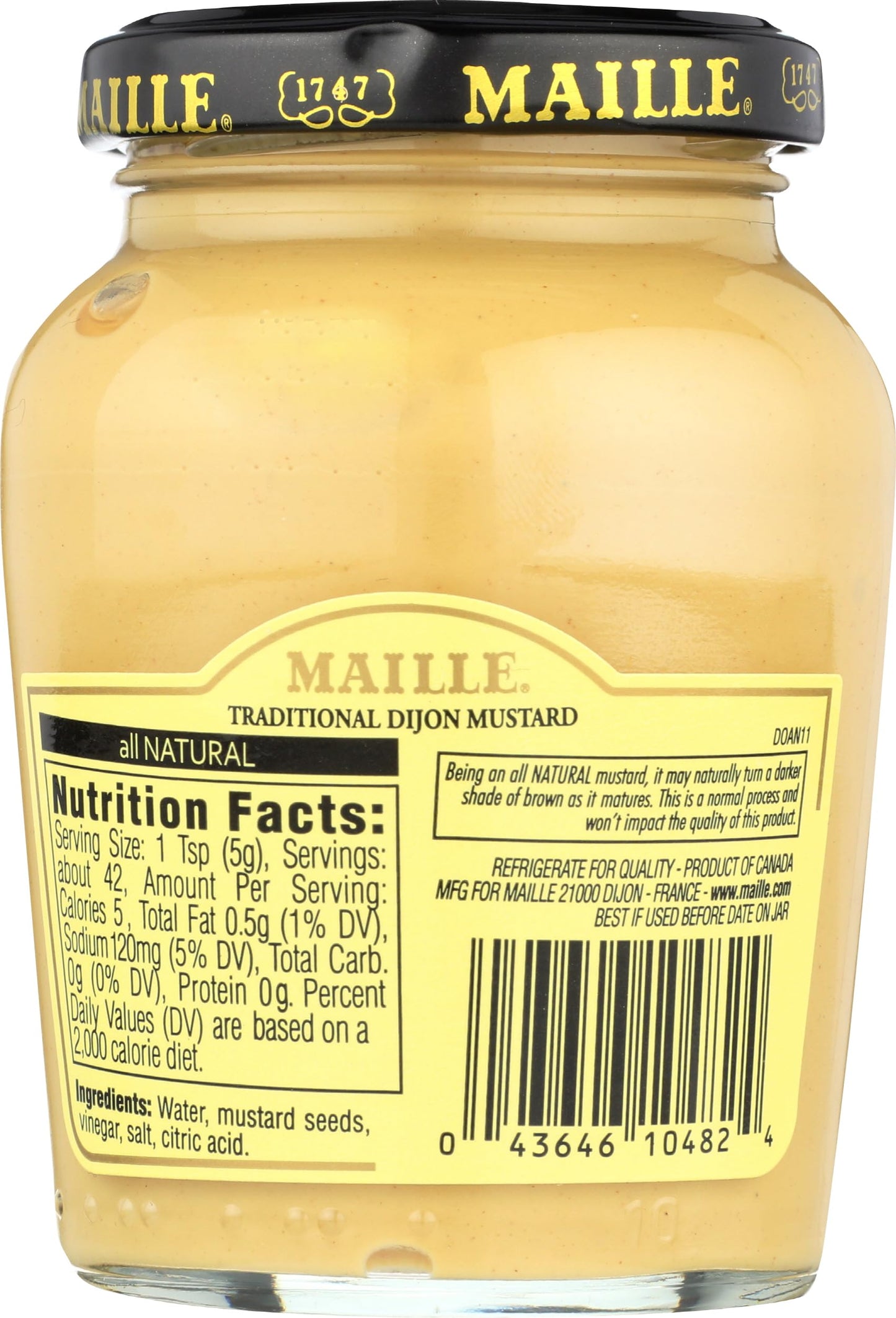 MAILLE Natural Dijon Mustard, 7.5 OZ